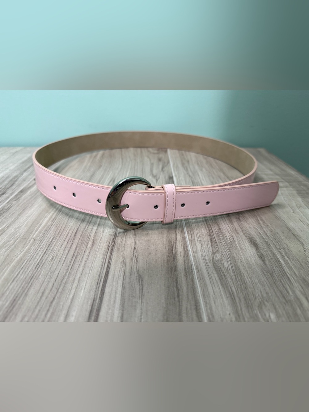 NWOT Steve Madden Pale Pink Belt with Crescent Silver Buckle